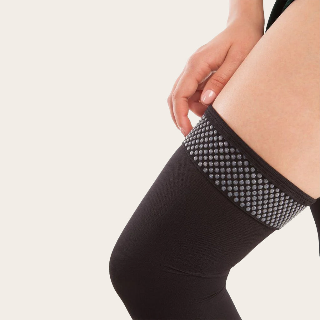 Gabrialla® Microfiber Open Toe Thigh Highs - Graduated Strong Compression Stockings - 25 to 35 mmHG | H-306(O) - Gabrialla