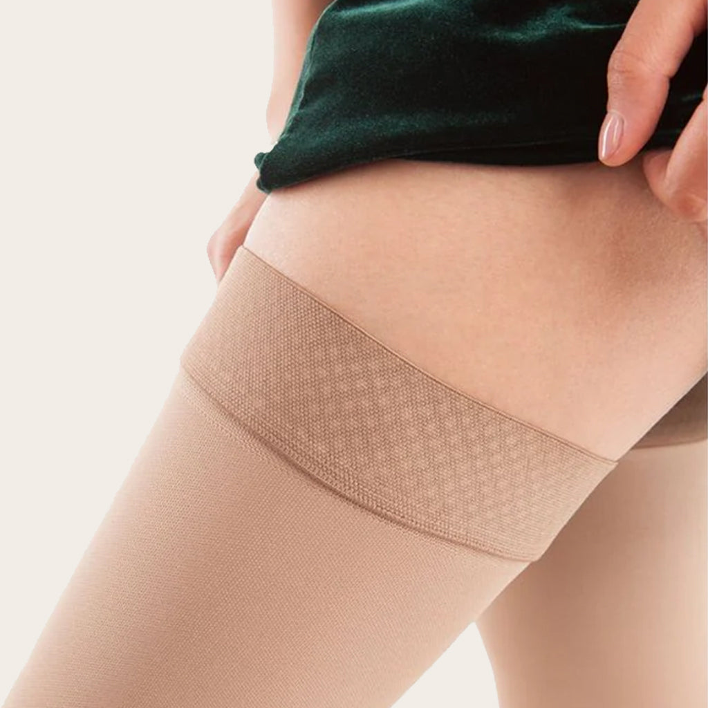 Gabrialla® Microfiber Open Toe Thigh Highs - Graduated Strong Compression Stockings - 25 to 35 mmHG | H-306(O) - Gabrialla