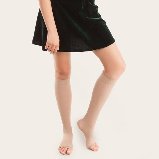 Gabrialla® Microfiber Open-Toe Knee High Compression Socks: 25-35 mmHg | H-304 (O) - Gabrialla