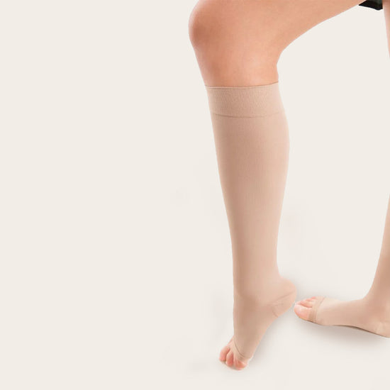 Gabrialla® Microfiber Open-Toe Knee High Compression Socks: 25-35 mmHg | H-304 (O) - Gabrialla