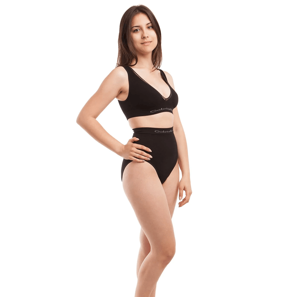 Nursing Sleeping Athletic Bra - Seamless, Milk Protein Fiber (NBM-520) - Gabrialla group-black